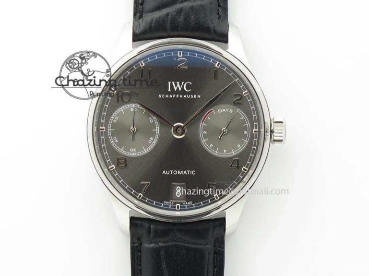 MIROTIME 0424 UrbanStyle Portuguese IW371446 ZF 1:1 Best Edition SS White Dial Blue Markers On Blue Leather Strap  A79350 V 7270